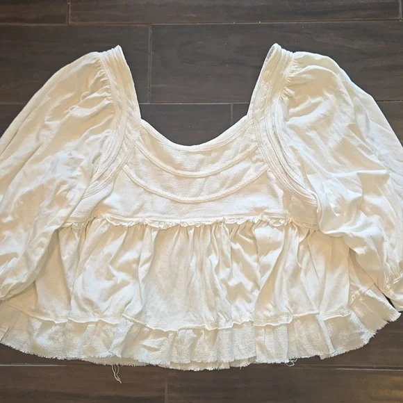 We The FREE Ivory Ruffled Top NWT Sz XL - Picture 3 of 4